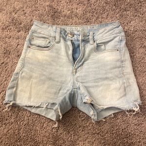 High-rise denim shorts.